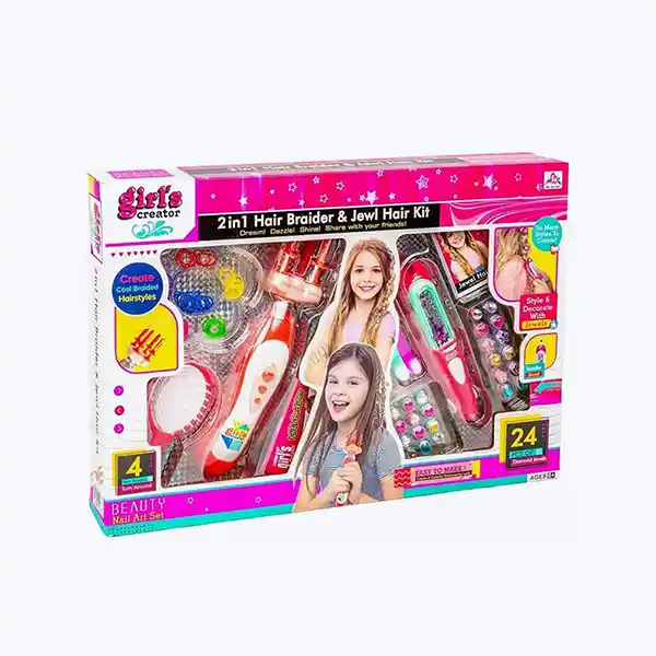 Girls Creator – Kit 2 en 1 Tresseuse et Bijoux pour Cheveux