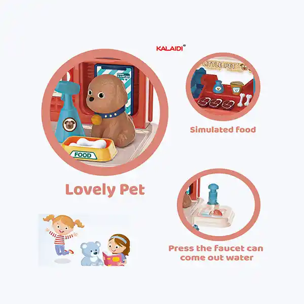 Jouet éducatif de haute qualité – Maison pour animaux mignons avec table de médecin, jeu de simulation pour enfants
