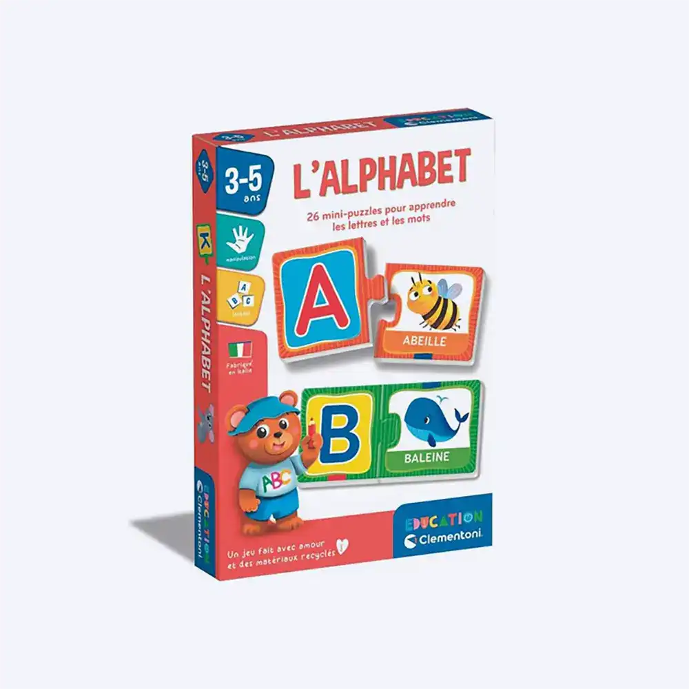 Clementoni | L’Alphabet – Puzzle Éducatif Lettres pour Enfants 3–5 Ans | 26 Mini-Puzzles Autocorrectifs | Apprentissage Langage et Lecture | Carton Recyclé | Jeu Éducatif Maternelle