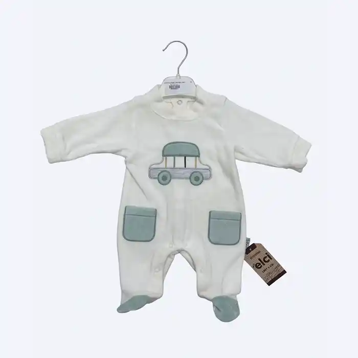 Grenouillère Bébé Velours "Little Car" – Confort Doux & Design Ludique