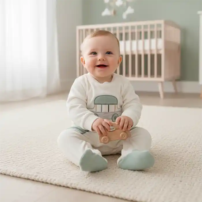 Grenouillère Bébé Velours "Little Car" – Confort Doux & Design Ludique