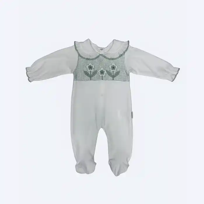 Grenouillère Bébé "Champs Fleuris" – Douceur Printanière & Détails Raffinés