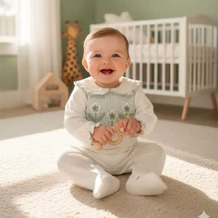 Grenouillère Bébé "Champs Fleuris" – Douceur Printanière & Détails Raffinés