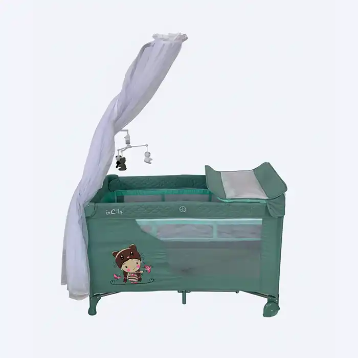 Lit-Parc Bébé Évolutif Vert Menthe 4-en-1 | Cododo, Langer & Moustiquaire