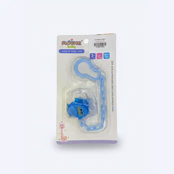 Attache Sucette Bébé Poisson Bleu | Chaîne Tétine Souple Sans BPA