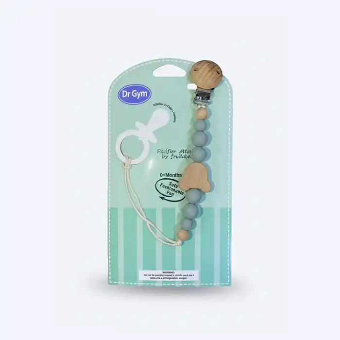 Attache Sucette Bois et Silicone | Clip Tétine Perles Anti-Chute