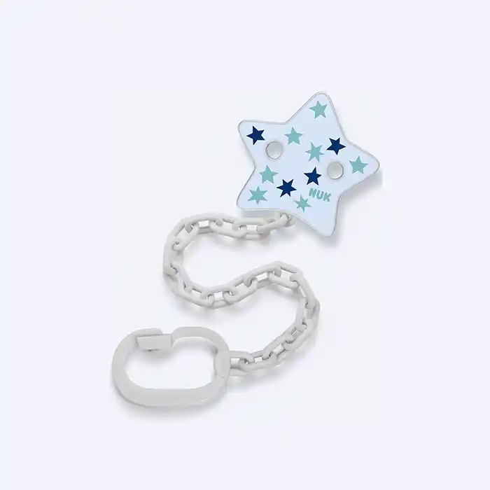 Attache-Sucette NUK Étoile Bleue, Chaîne à Maillons, Clip Sécurisé