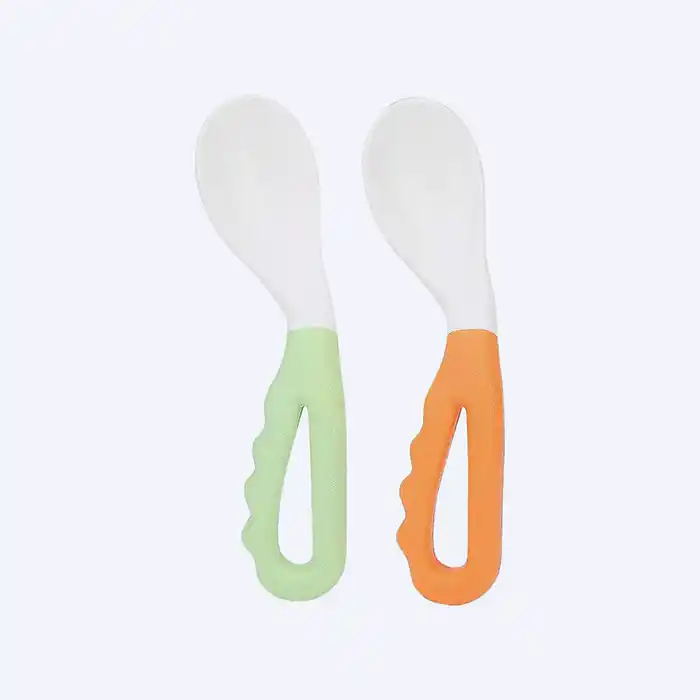 Lot 2 Cuillères Bébé Auto-Alimentation Courtes Ergonomiques, Sans BPA