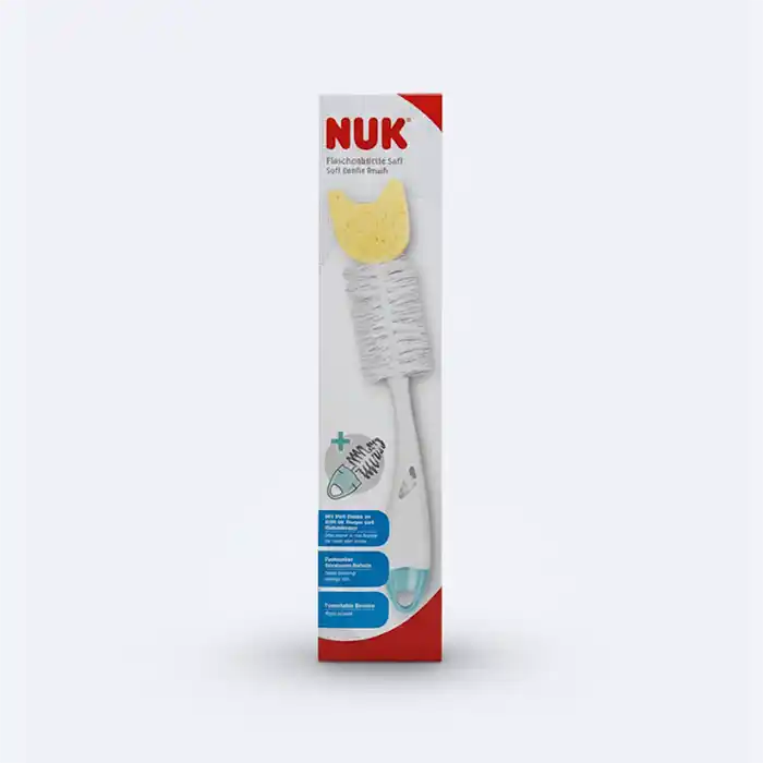 NUK Brosse Flexible Biberon 2-en-1 avec Éponge | Hygiène et Qualité