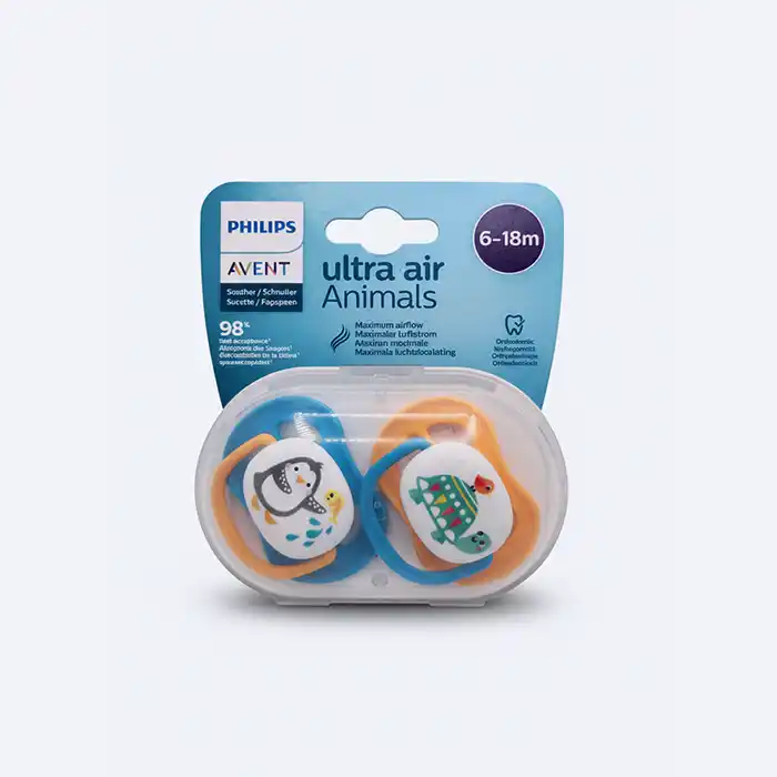 Sucettes Philips Avent Ultra Air Animals 6-18m (x2) | Orthodontiques