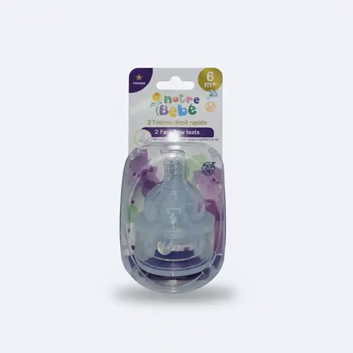 Tétines Silicone Débit Rapide (x2) 6m+ | Notre Bébé Premium