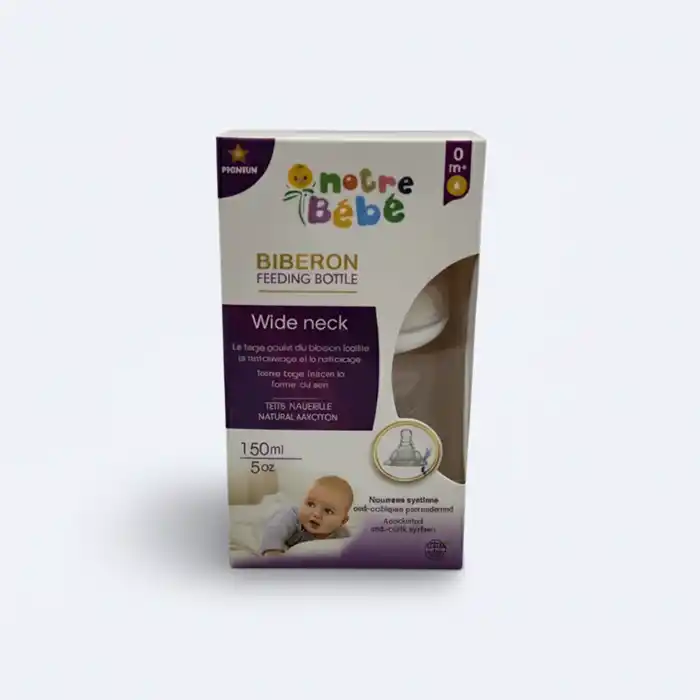 Biberon Nouveau-Né Notre Bébé 150ml | Large Goulot 0m+ | Anti-Colique