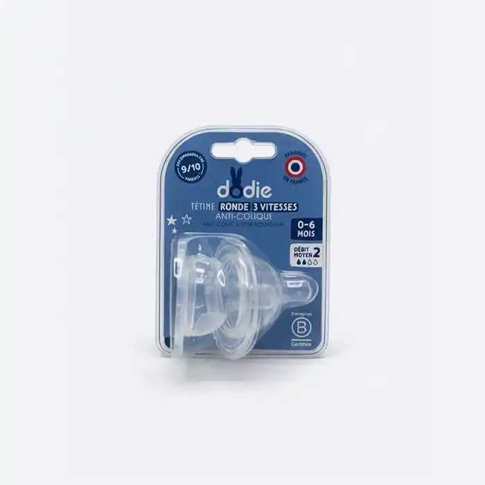 Tétine Ronde Dodie Anti-Colique 3 Vitesses Débit 2 (0-6M) Nouveau-Né