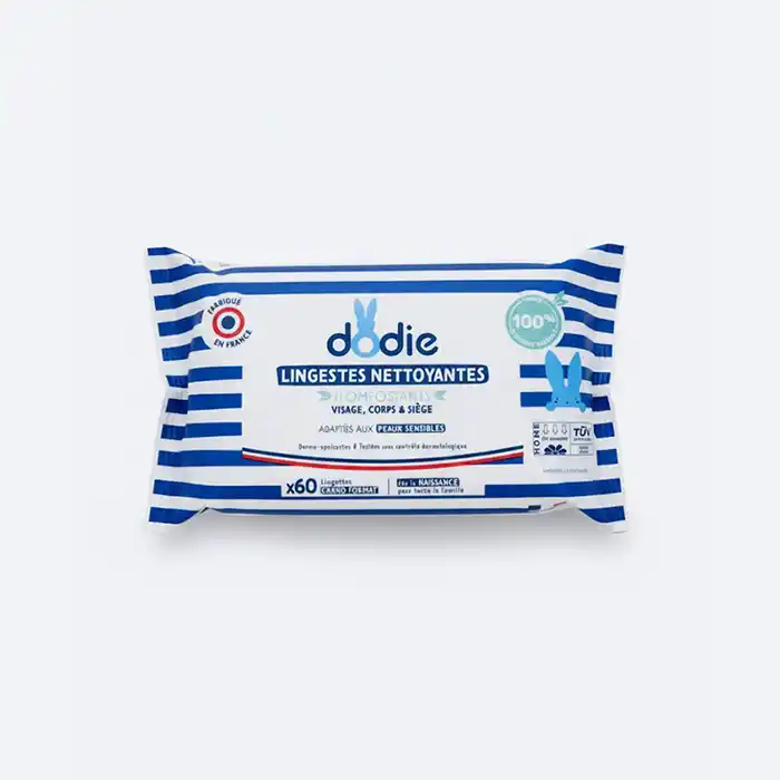 Dodie Lingettes Nettoyantes Compostables 100% Naturelles x60 Bébé