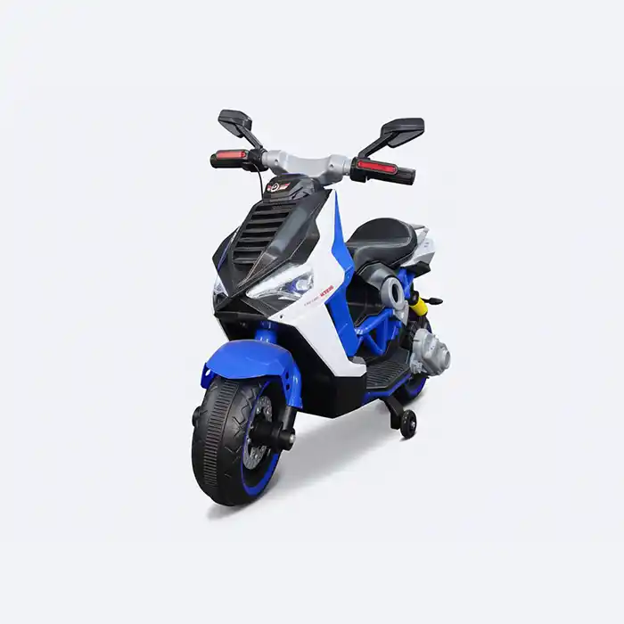 Moto Électrique Enfant Scooter Bleu & Blanc | Jouet 12V Sécurité