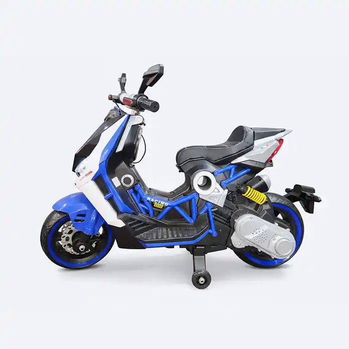 Moto Électrique Enfant Scooter Bleu & Blanc | Jouet 12V Sécurité