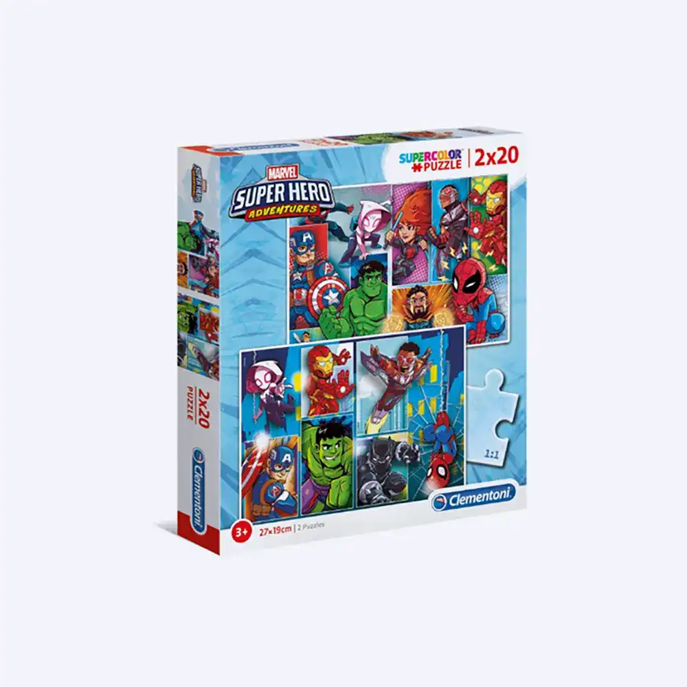 PUZZLE SUPERCOLOR 2X20 PIÈCES – MARVEL SUPERHERO – CLEMENTONI