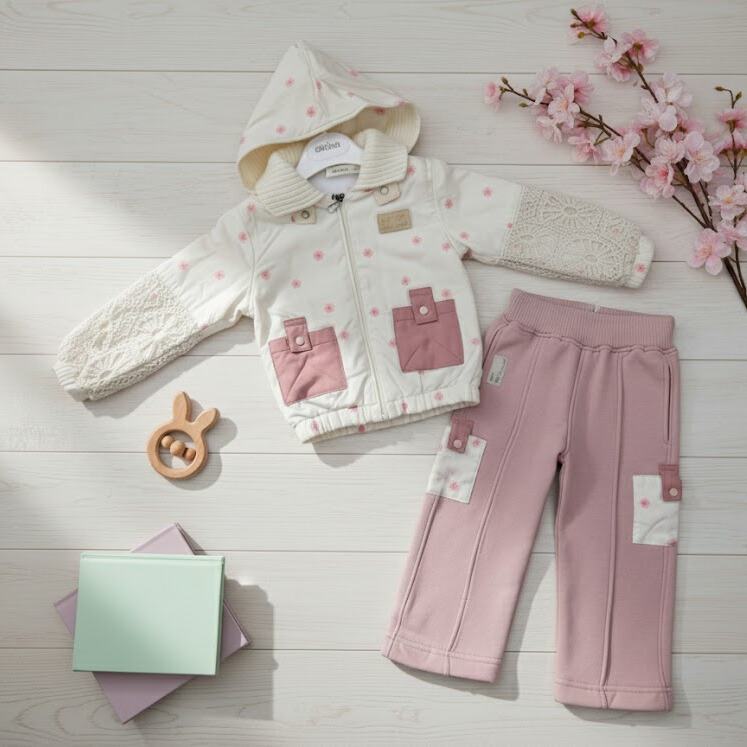 Ensemble Veste Bébé Fille Printemps/Automne & Pantalon Rose | Qualité