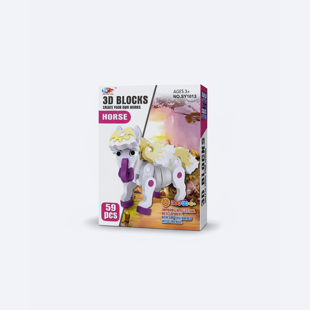 SEN YAN Blocs 3D Cheval Mousse EVA - 59 pièces (dès 3 ans)