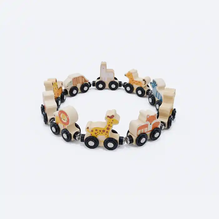 Train en Bois Magnétique "Animal Train" - Jouet Éducatif Qualité