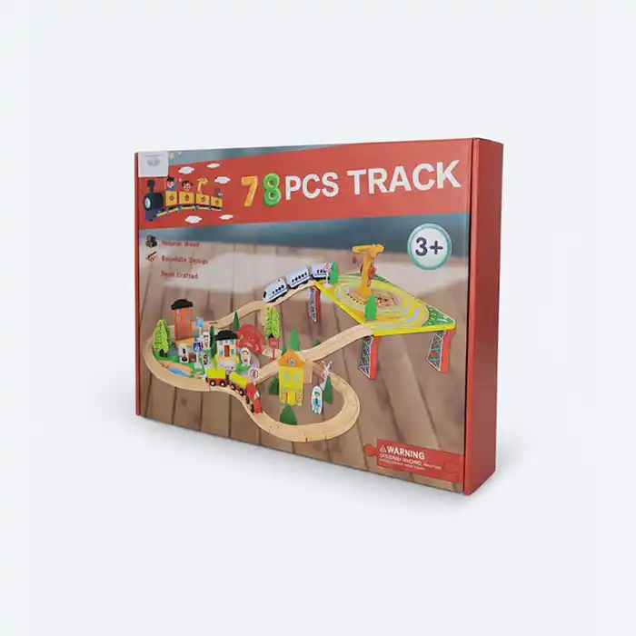 Circuit de train en bois 78 pièces - Jouet éducatif naturel 3+