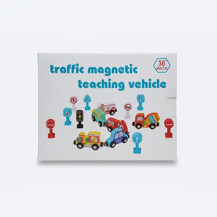 Véhicules magnétiques et panneaux - Jouet éducatif bois 3+