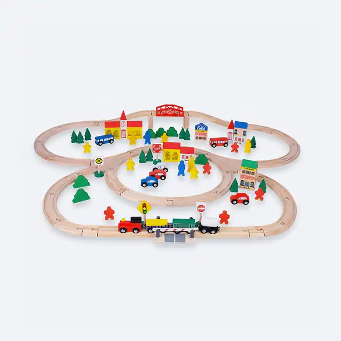 Set de Train en Bois Orbit 100 Pièces - Jeu Éducatif Qualité