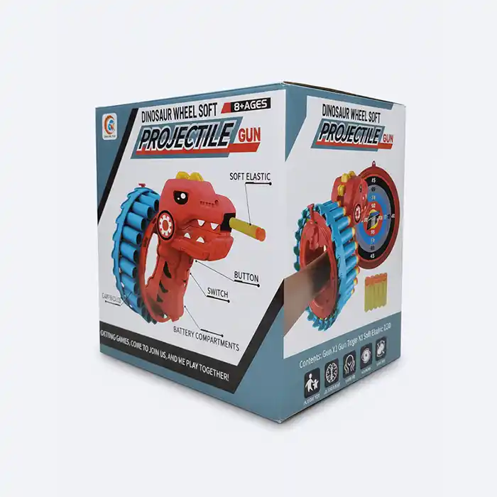 Fusil Dinosaure Roue à Projectiles Souples - Pistolet Élastique Enfants 8+