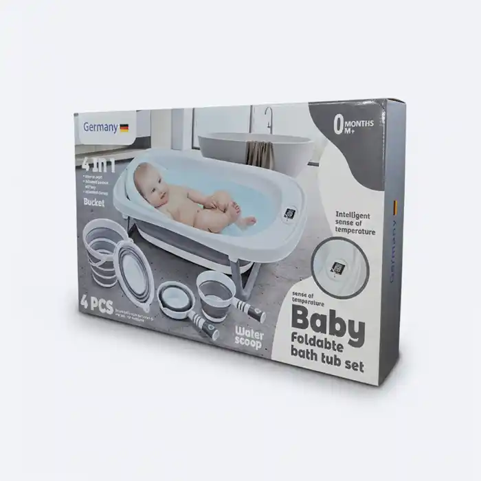 Ensemble Baignoire Pliable Bébé 4-en-1 | Thermomètre Intégré