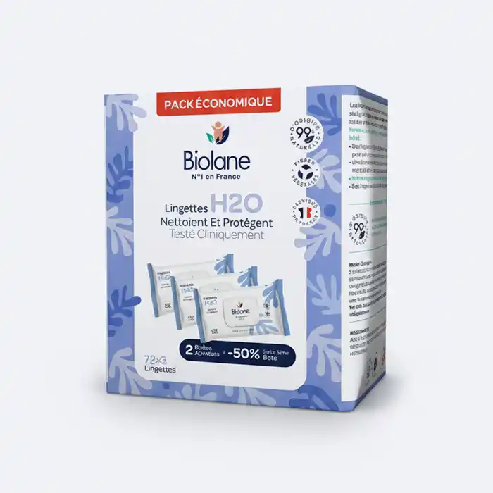 Lingettes Bébé Biolane H2O – Nettoient, Protègent, Sécurisées