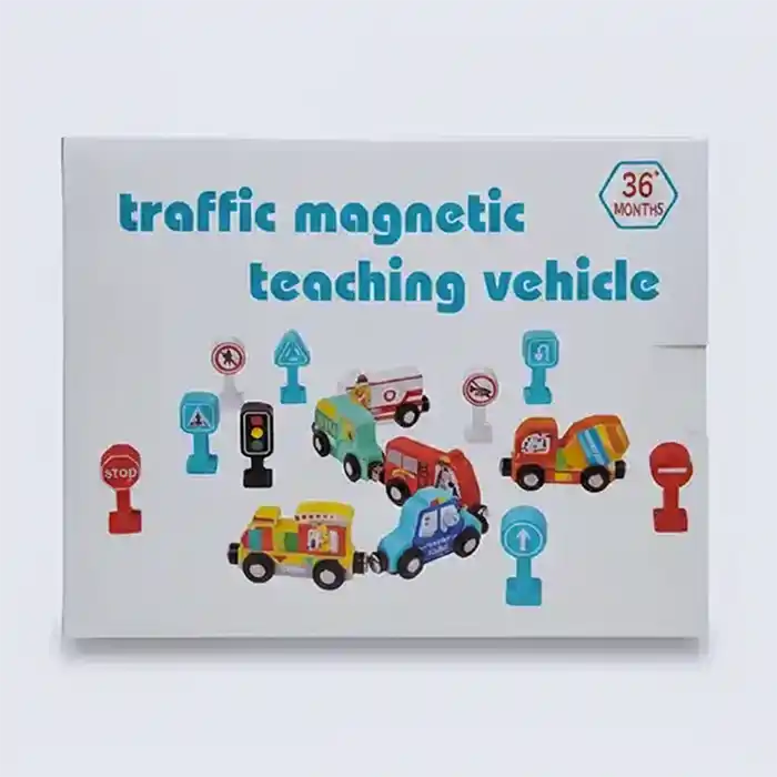 Véhicules magnétiques et panneaux - Jouet éducatif bois 3+