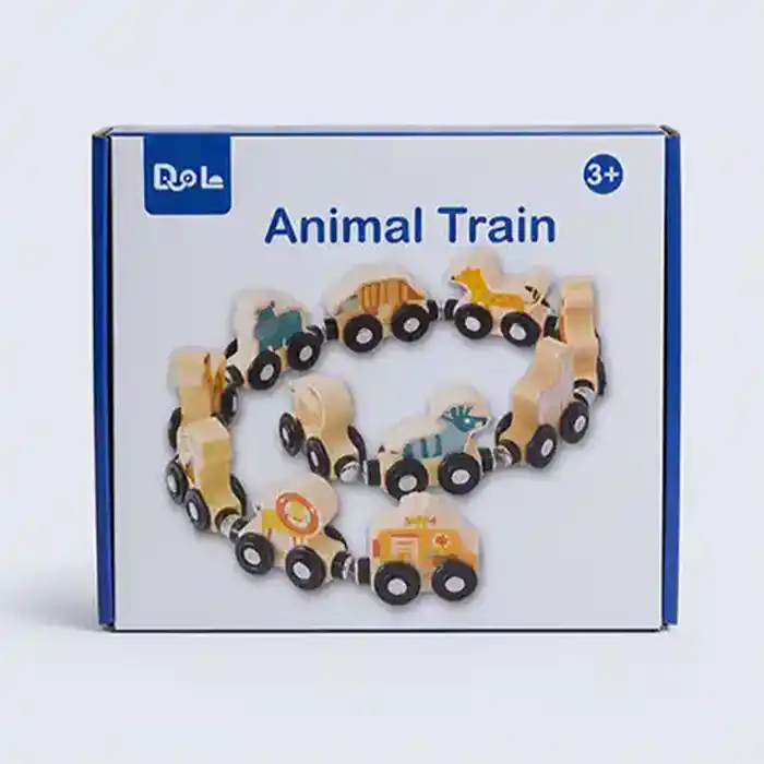 Train en Bois Magnétique "Animal Train" - Jouet Éducatif Qualité
