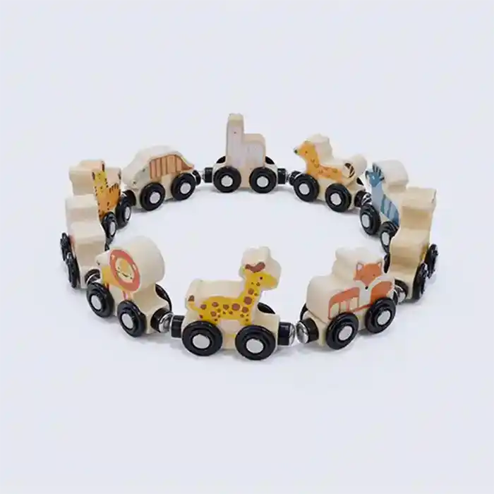 Train en Bois Magnétique "Animal Train" - Jouet Éducatif Qualité