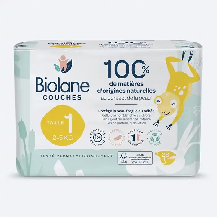 Biolane Couches Taille 1 – Protection Naturelle 2-5kg