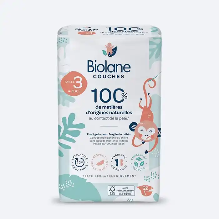 Biolane Couches Taille 3 – Protection Naturelle 4-9kg