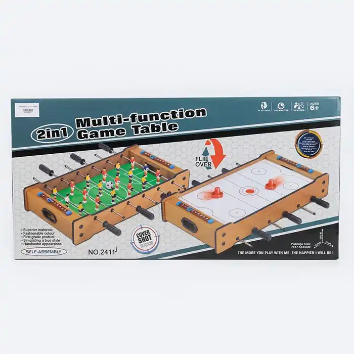 Table 2en1 Baby-foot Air Hockey Bois – Jeu Enfant 6+ Maroc