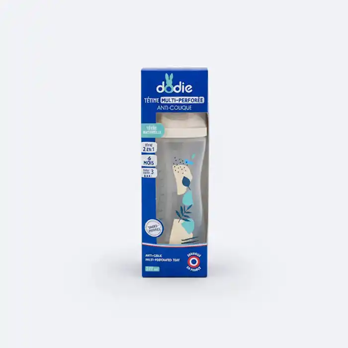 Biberon Dodie Anti-Colique 330 ml Tétine Plate Débit 3 (+6 Mois) Rapide