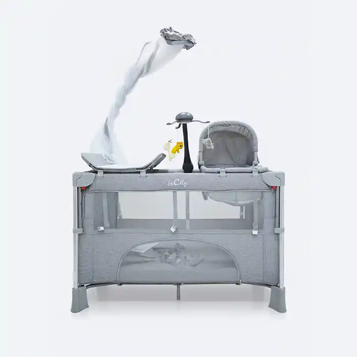 Lit Parc Cododo Pliable 3-en-1 : Lit Parc Bébé, Couffin Cododo, Table à Langer & Moustiquaire